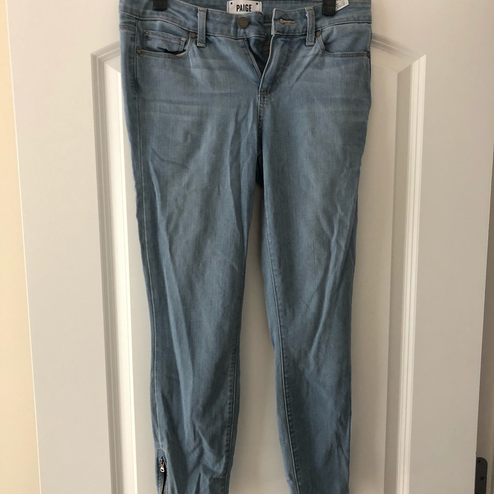PAIGE light wash jeans with zipper bottom!